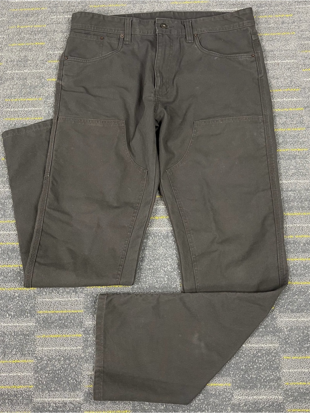 Filson Dry Tin Cloth Pants Men’s 33x34 Charcoal Gray Utility Double Knee Outdoor